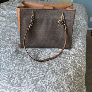Michael Kors Sofia Large Tote Brown MK Signature w/ Chain Straps